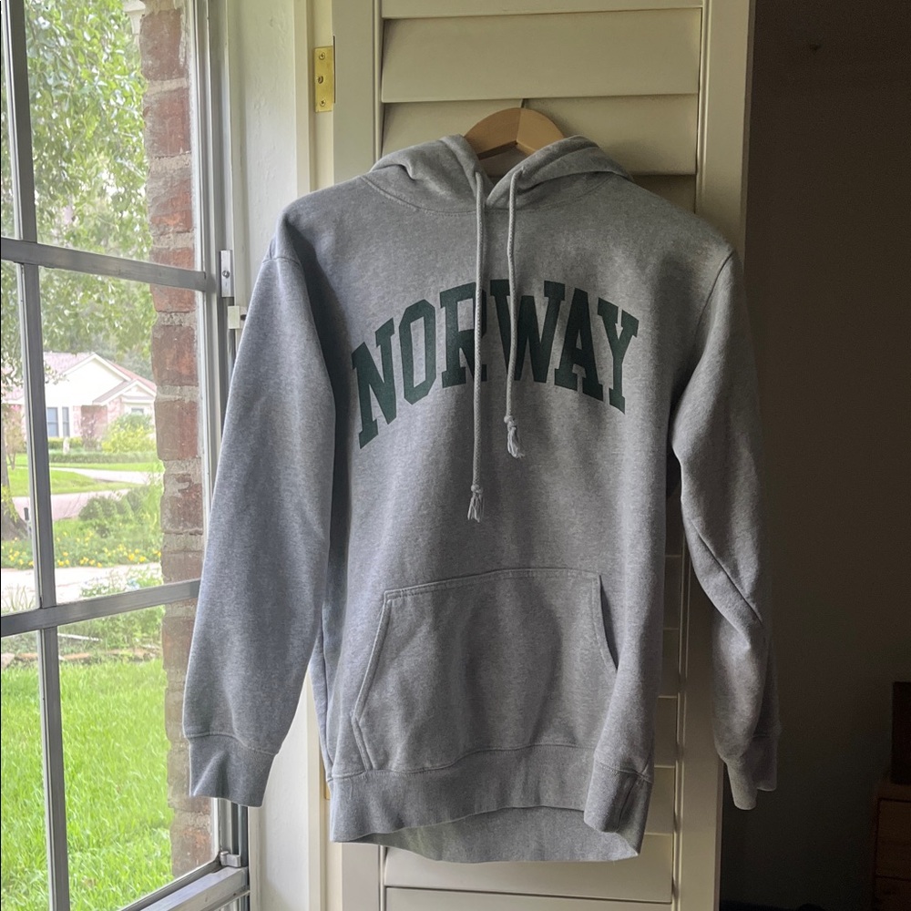 Brandy Melville Norway OS Thick 90% Cotton Gray Pocketed Sweatshirt Hoodie
